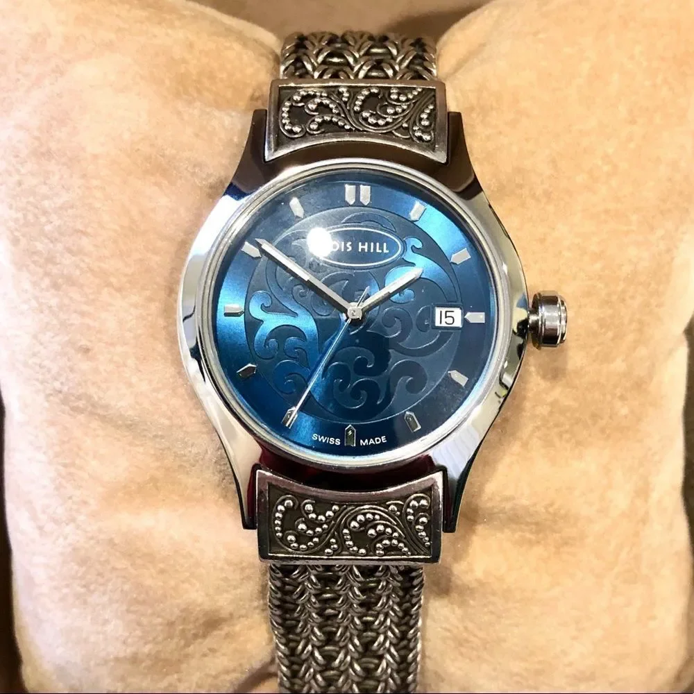 LOIS HILL Sterling Silver Watch Blue Face - Picture 5 of 13